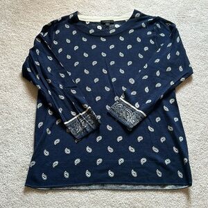 Jcrew bandana paisley print merino wool crew neck Sz large